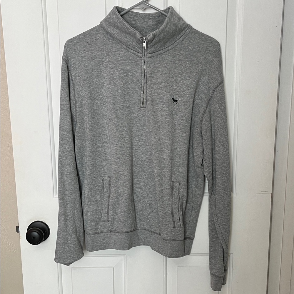 PINK Victoria's Secret Heather Gray Zip-Up Sweater